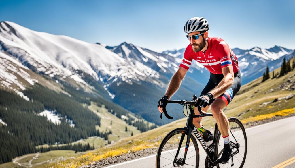Cyclist on Loveland Pass during High Altitude Cycling